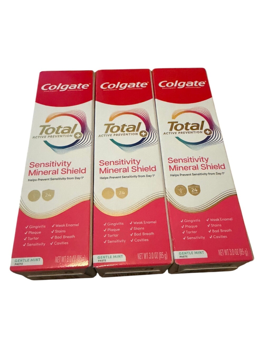 Lot of 3 Colgate Total Sensitivity Mineral Shield Gentle Mint Toothpaste 3oz New